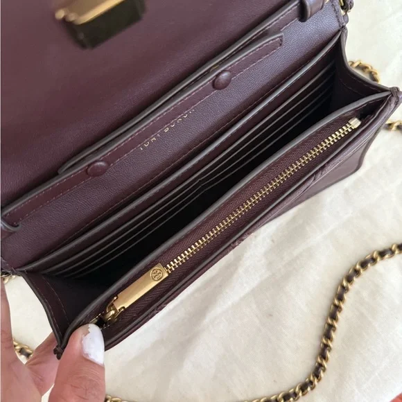 448! New TORY BURCHFLEMING SOFT CHAIN WALLET Color ALBAROSSA - Picture 8 of 12